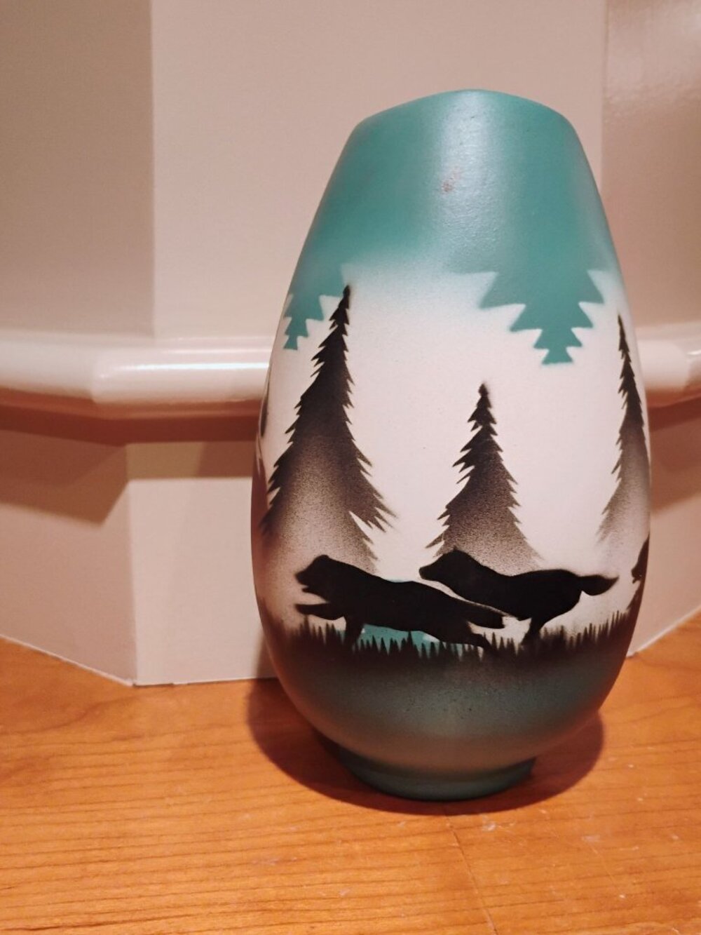 Signed Begay Navajo Vase Native American Pottery w/Painted Man Wolf Howling Moon - Picture 5 of 12